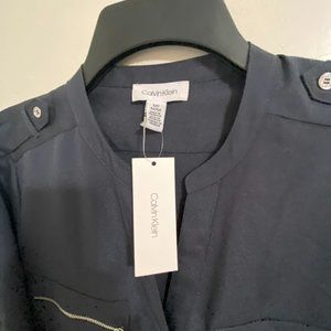 Calvin Klein  Dark Blue Button Up Blouse